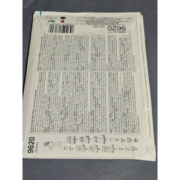 Simplicity Crafts 9620 & McCall's 7933 VTG Doll and Clothing  Patterns UNCUT - Picture 5 of 5